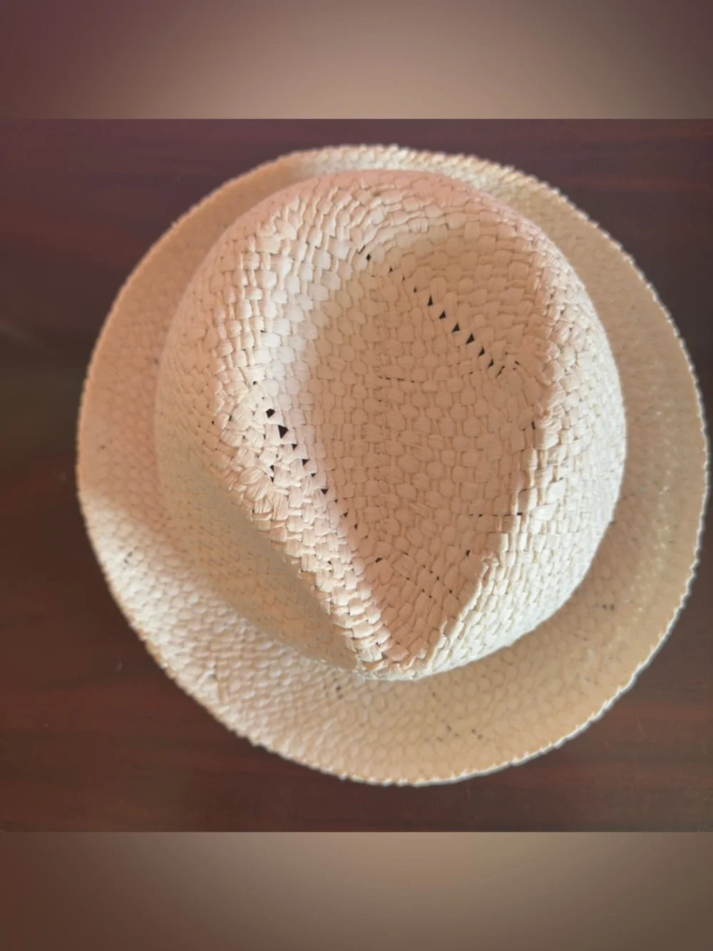 Steve Madden Cream Straw Fedora Hat Beaded Band Boho Resort Beach